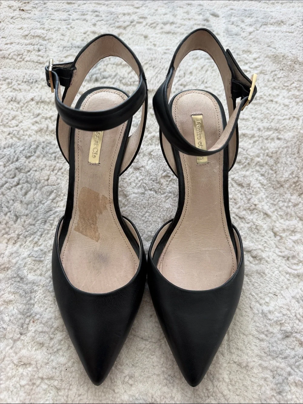 Louise et Cie Black Pointed-Toe Ankle-Strap Heels